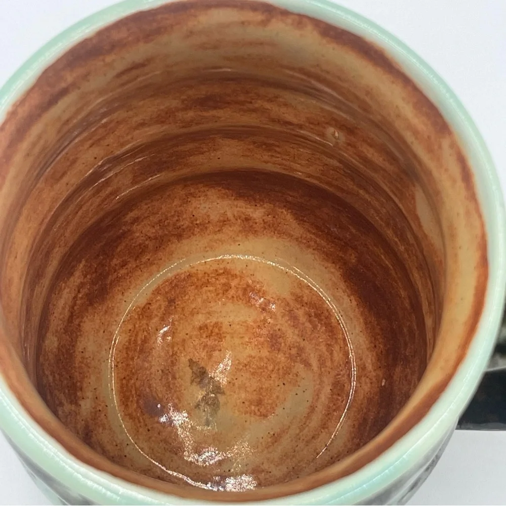 Stoneware Coffee Mug Large Size Hand Painted Unique Earthy